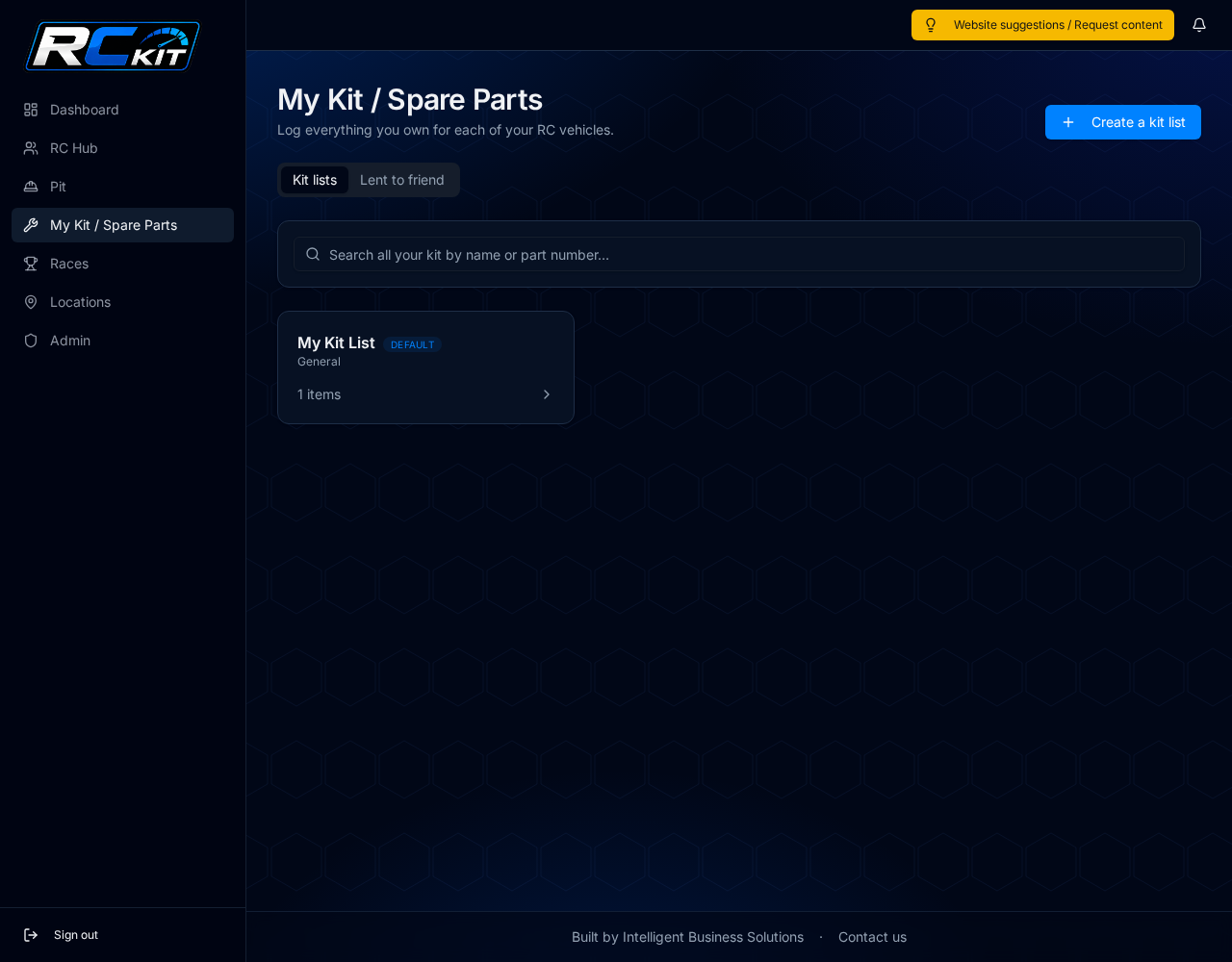 My Kit / Spare Parts screenshot