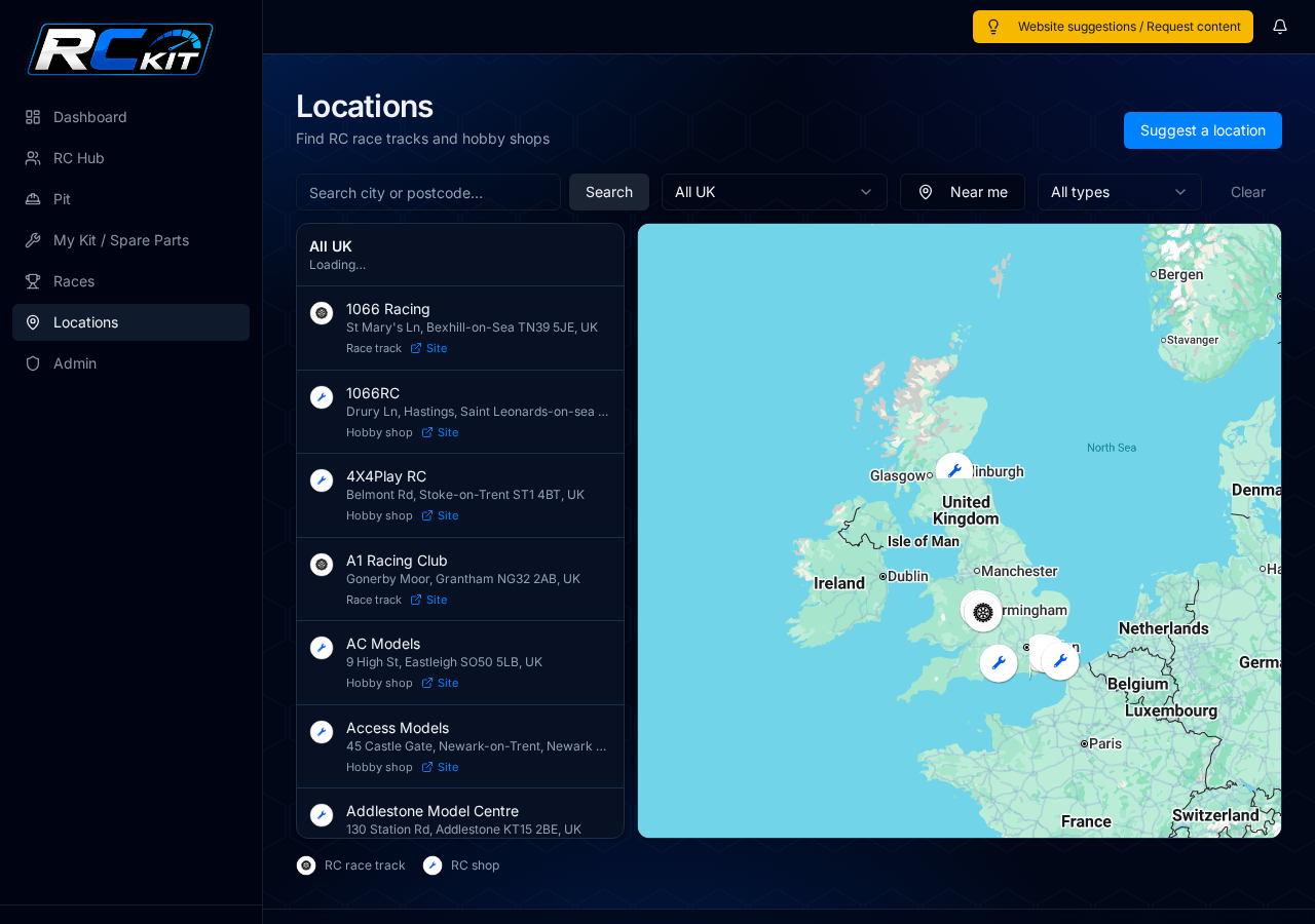 Tracks & shops screenshot